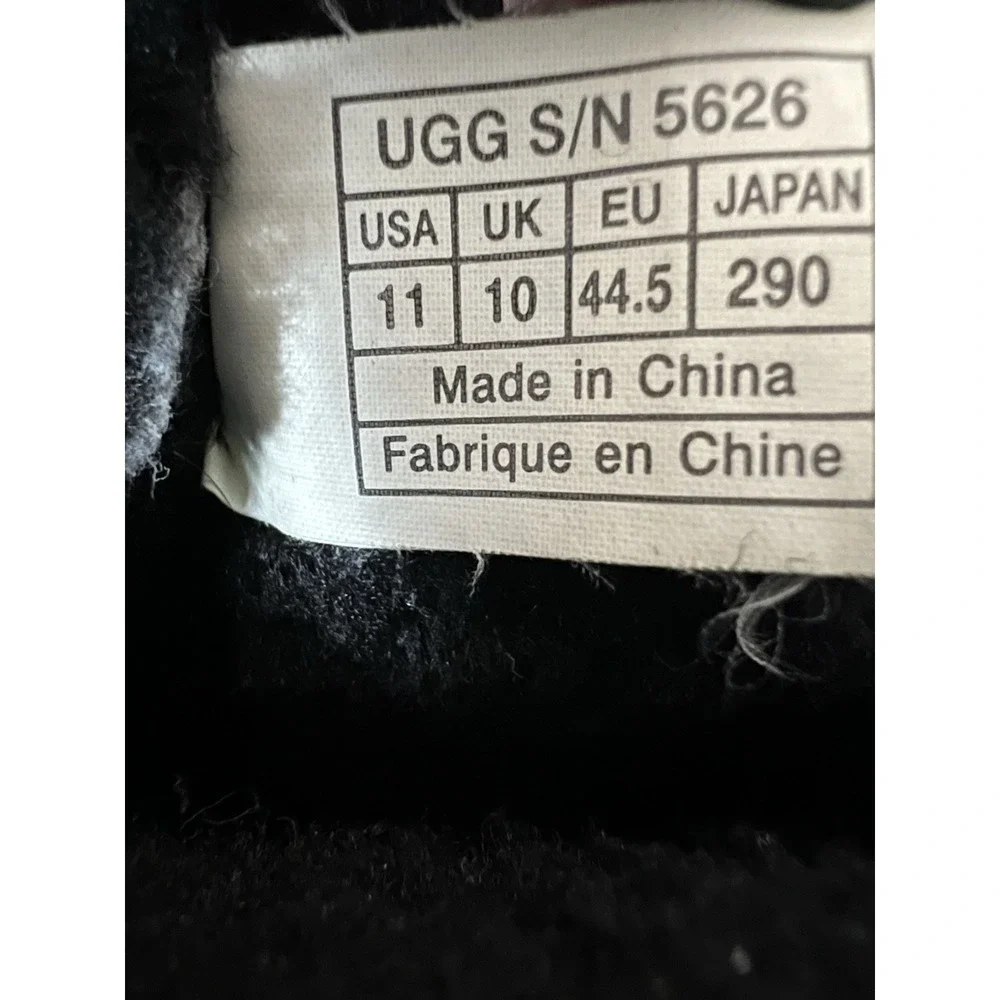UGG Hartsville Boots Black Leather Suede Waterproof Sheepskin 5626 Mens‎ 11